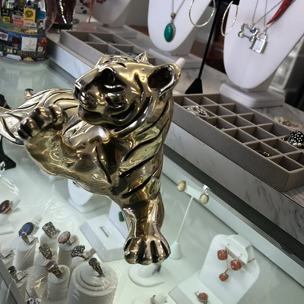 Official D’Argenta Silver Bengal Tiger Cub Statue artist Ricardo del Rio.mint